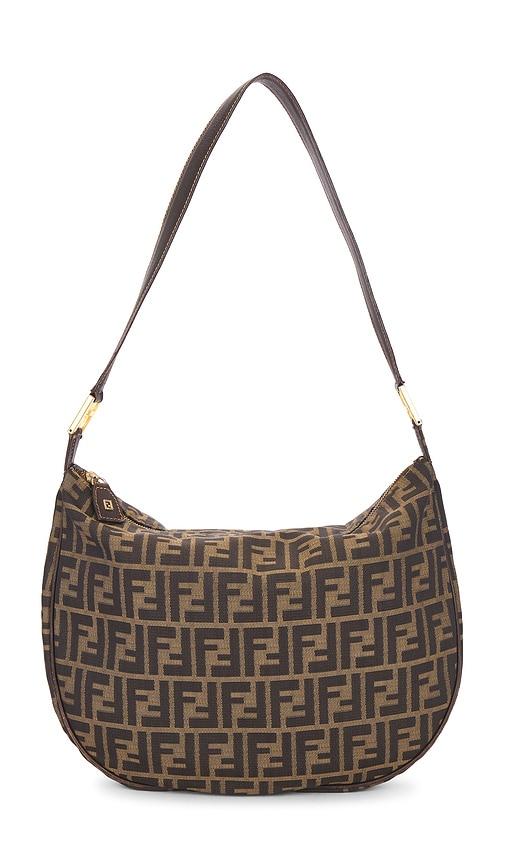 fwrd renew fendi zucca shoulder bag in brown.