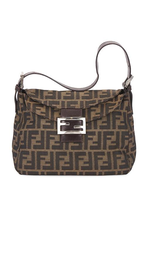 fwrd renew fendi zucca shoulder bag in brown.