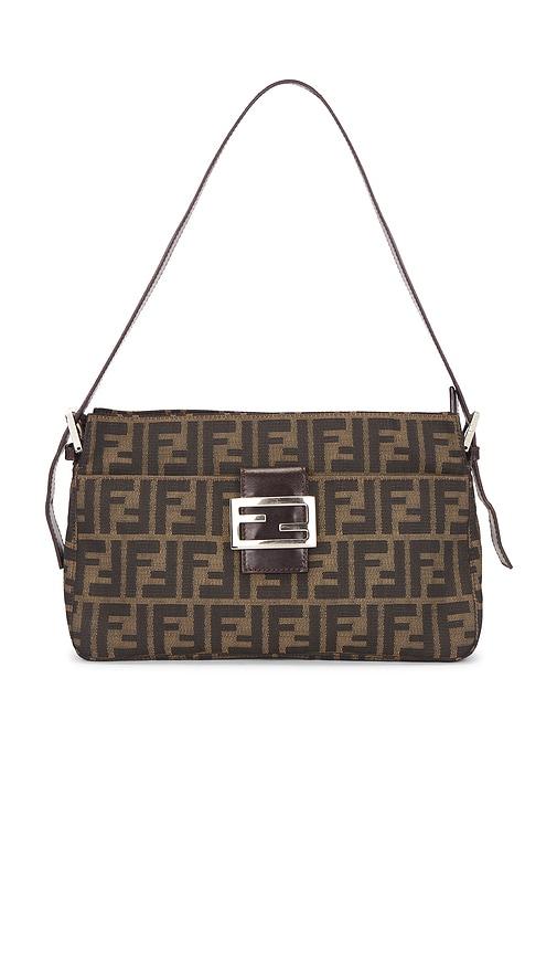 fwrd renew fendi zucca shoulder bag in brown.