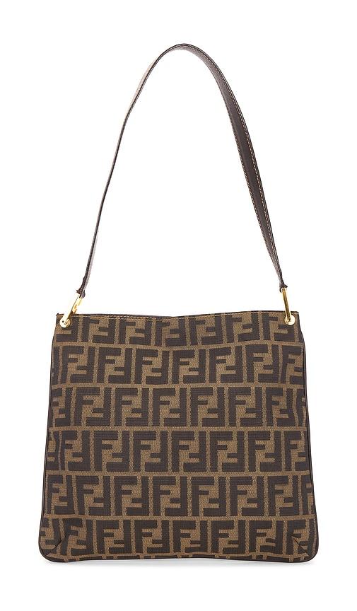 fwrd renew fendi zucca shoulder bag in brown.
