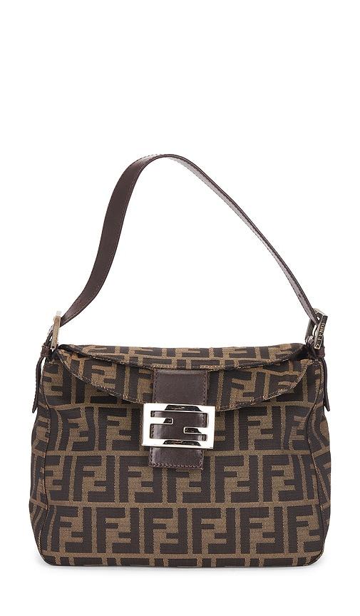 fwrd renew fendi zucca shoulder bag in brown.