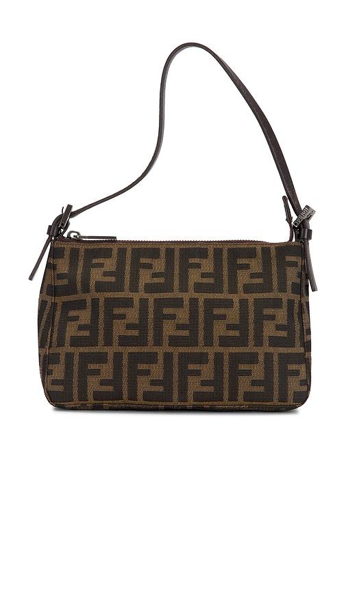 fwrd renew fendi zucca shoulder bag in brown.
