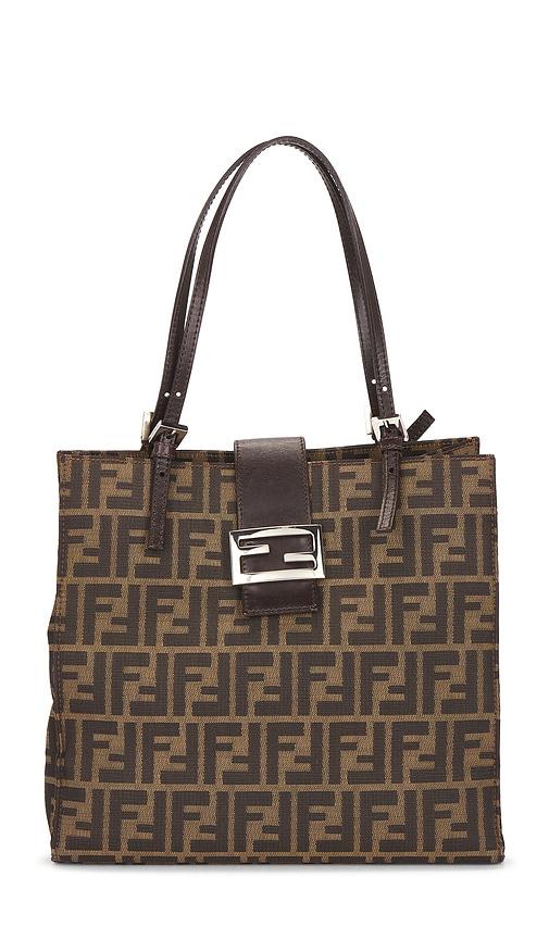 fwrd renew fendi zucca tote bag in brown.