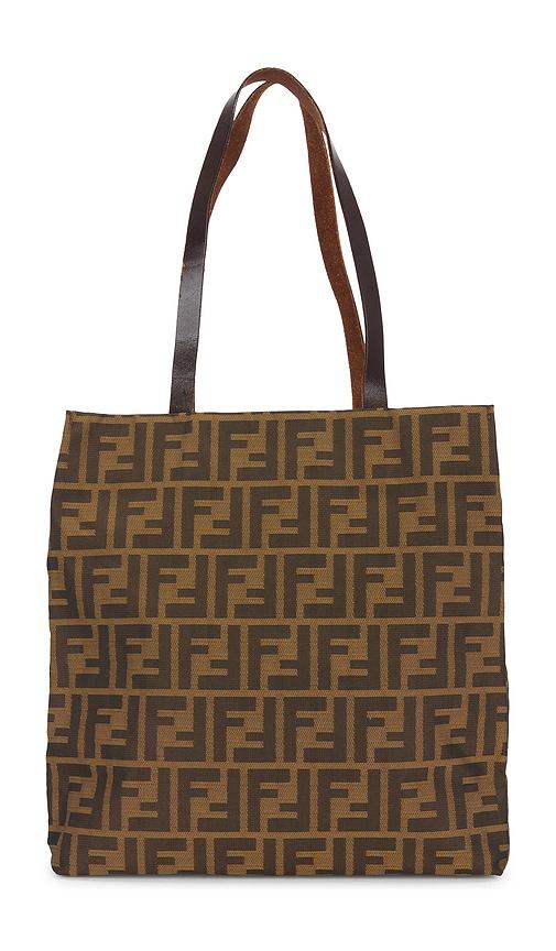 fwrd renew fendi zucca tote bag in brown.