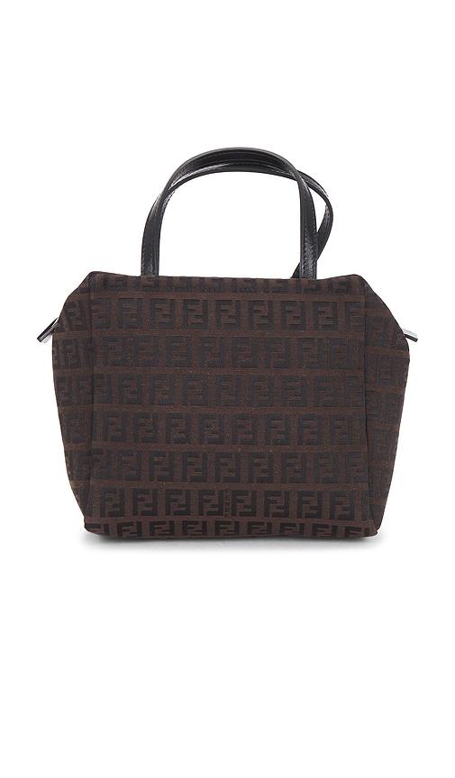 fwrd renew fendi zucchino handbag in brown.