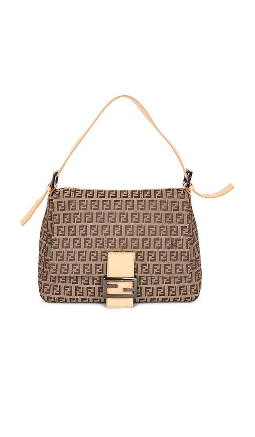 fwrd renew fendi zucchino mama baguette shoulder bag in beige.