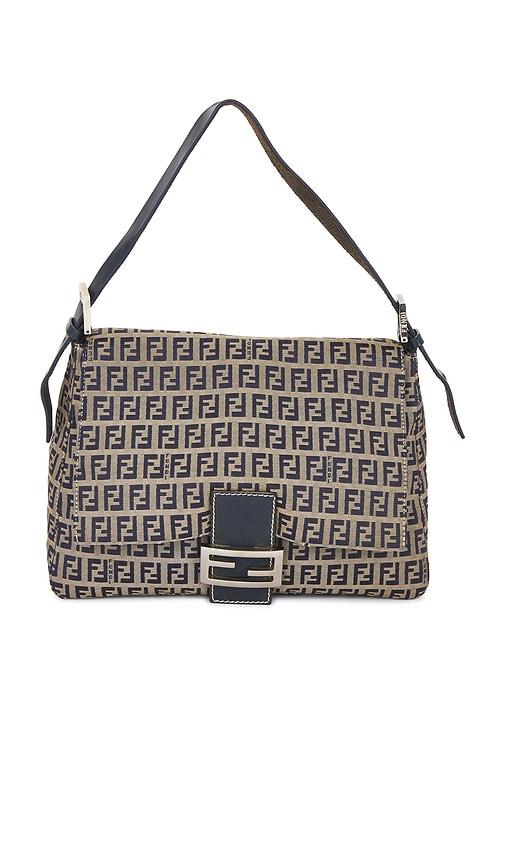 fwrd renew fendi zucchino mama baguette shoulder bag in black.