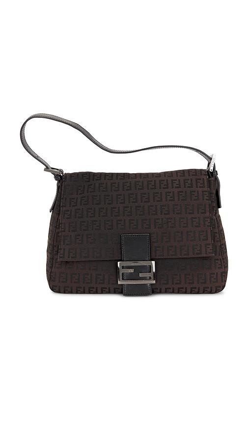 fwrd renew fendi zucchino mama baguette shoulder bag in brown.