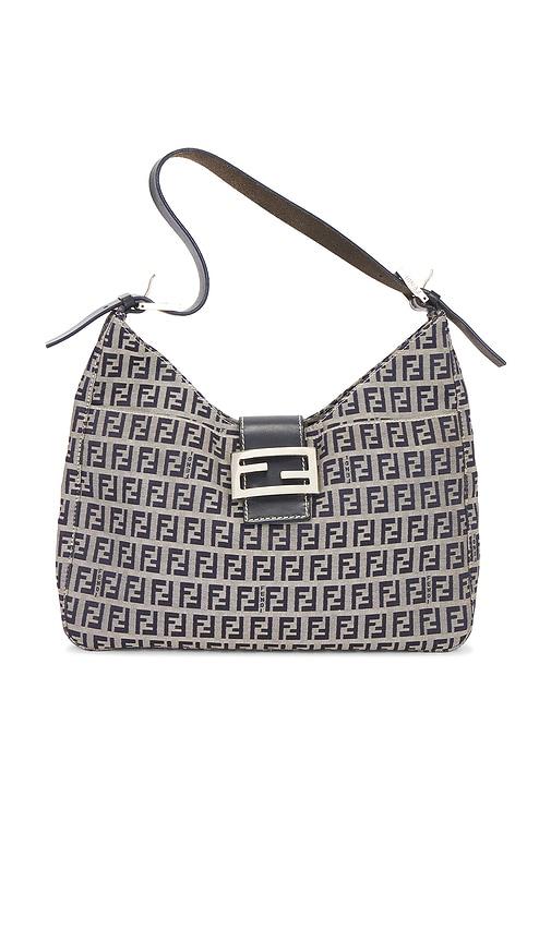 fwrd renew fendi zucchino shoulder bag in grey.