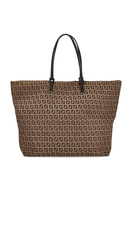 fwrd renew fendi zucchino tote bag in brown.