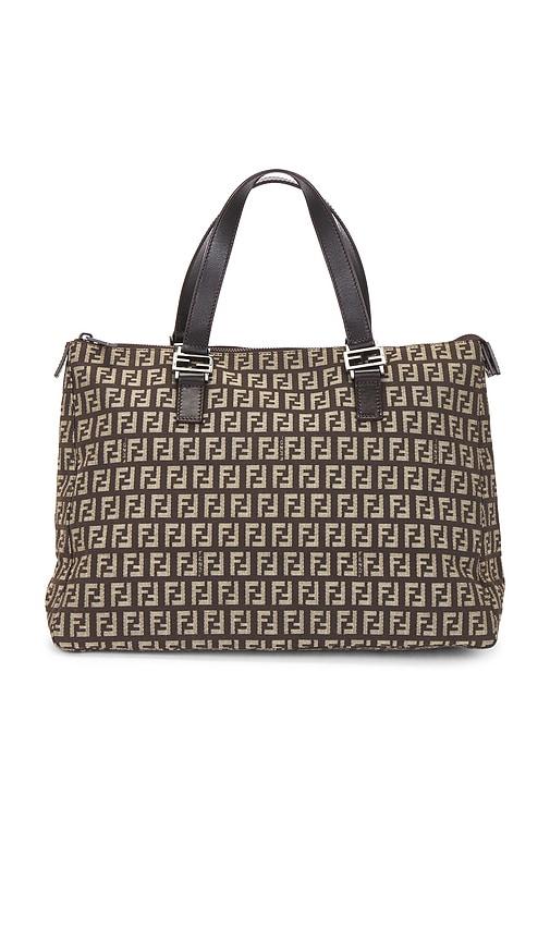 fwrd renew fendi zucchino tote bag in grey.