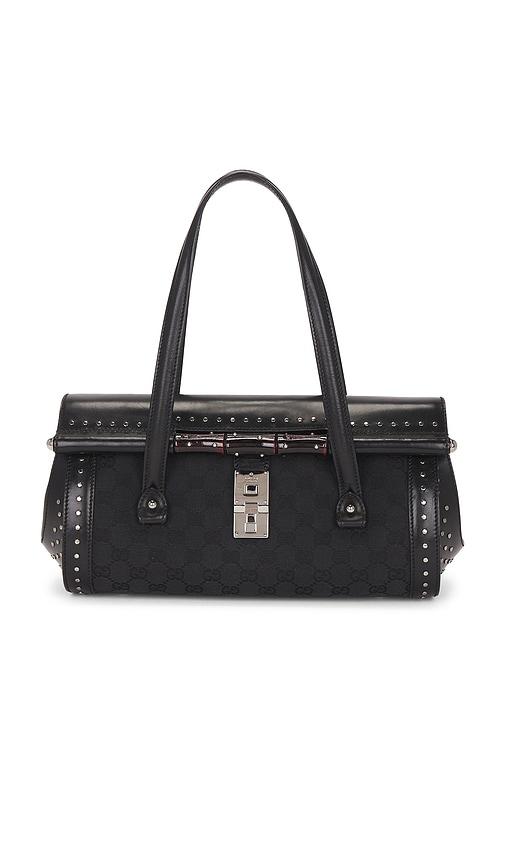 fwrd renew gucci bamboo bullet handbag in black.