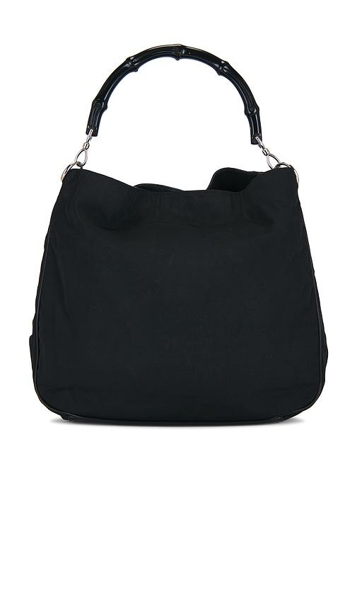 fwrd renew gucci bamboo hobo bag in black.