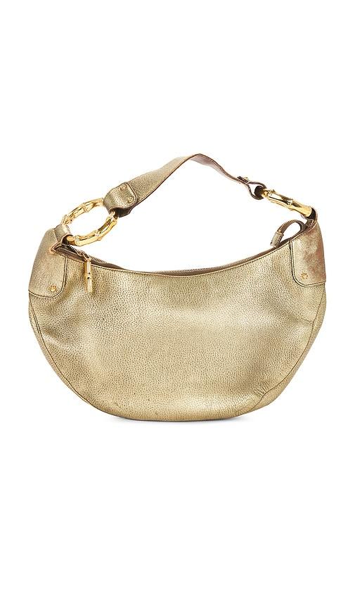 fwrd renew gucci bamboo hobo bag in metallic gold.