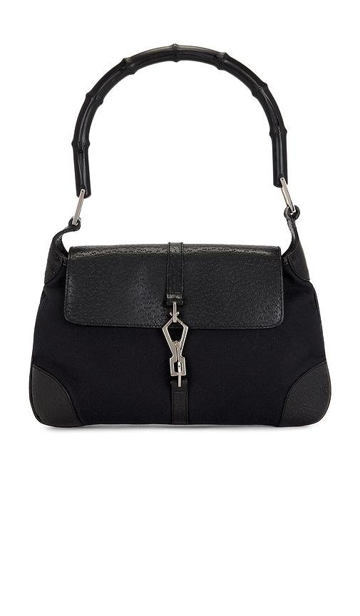 fwrd renew gucci bamboo jackie hobo bag in black.