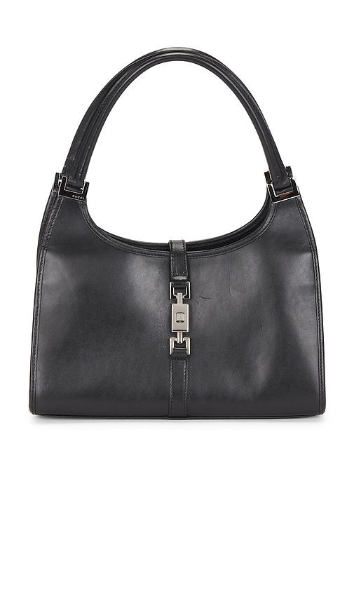 fwrd renew gucci bardot shoulder bag in black.