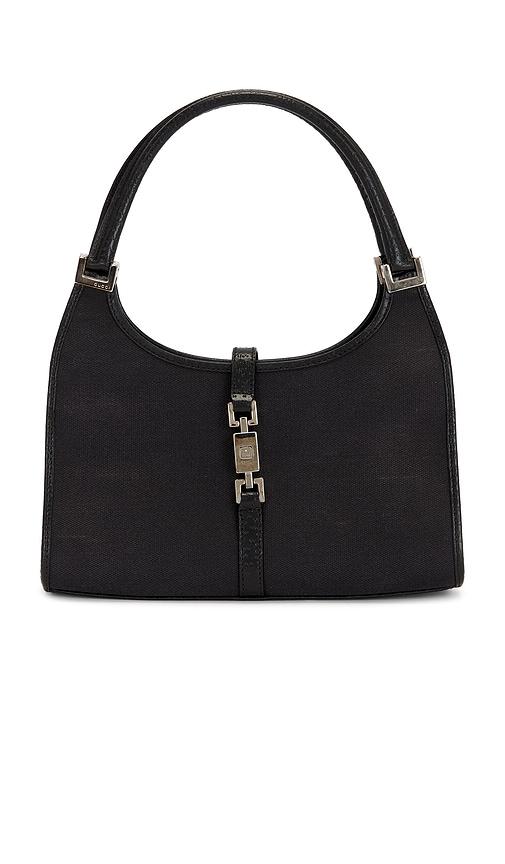 fwrd renew gucci bardot shoulder bag in black.