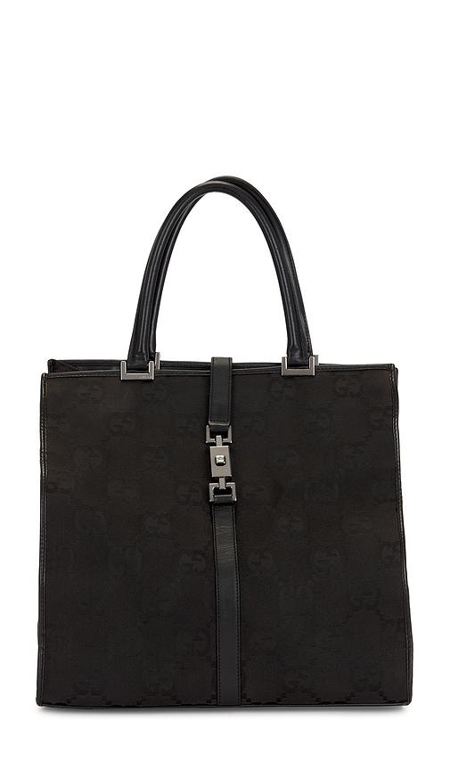 fwrd renew gucci bardot tote bag in black.