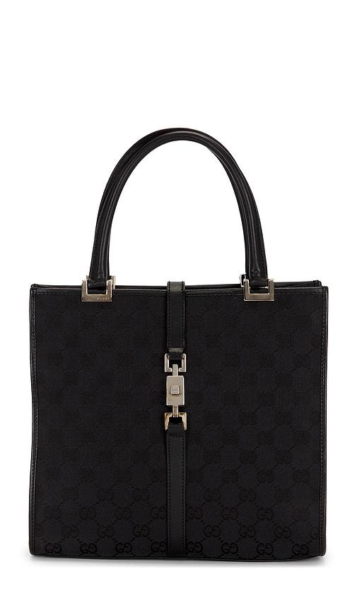fwrd renew gucci bardot tote bag in black.