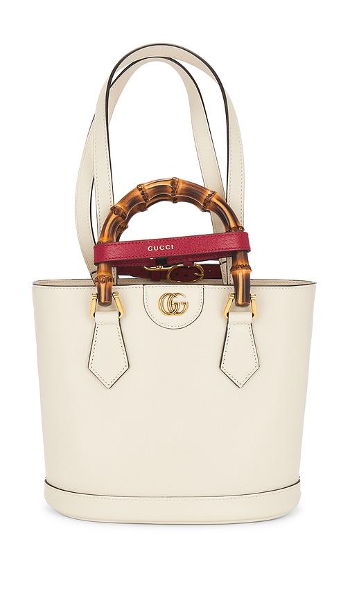fwrd renew gucci diana tote bag in white.