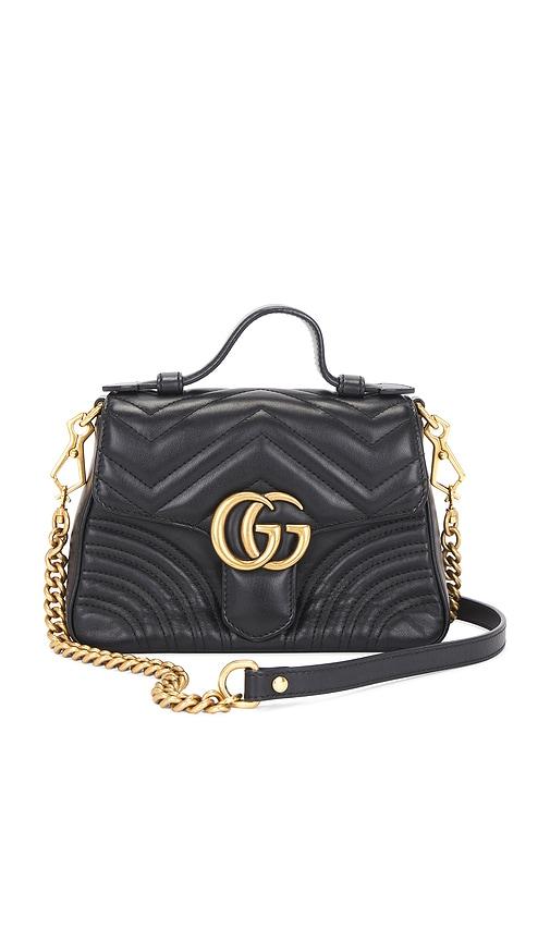 fwrd renew gucci gg marmont handbag in black.