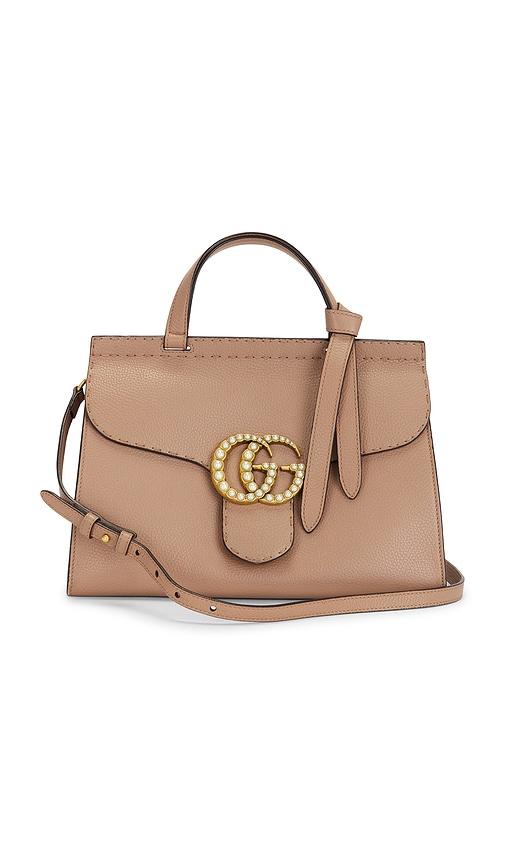 fwrd renew gucci gg marmont shoulder bag in beige.