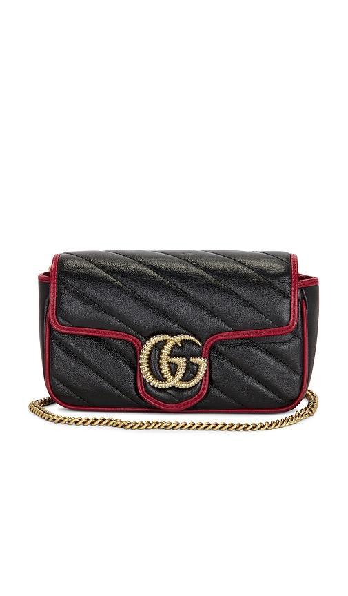 fwrd renew gucci gg marmont shoulder bag in black.