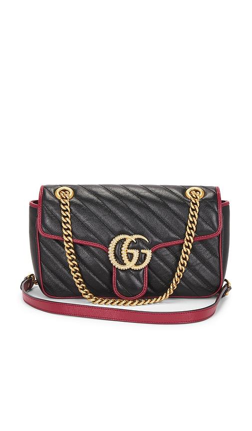 fwrd renew gucci gg marmont shoulder bag in black.