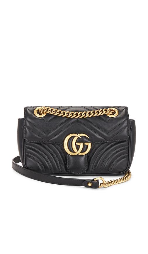 fwrd renew gucci gg marmont shoulder bag in black.