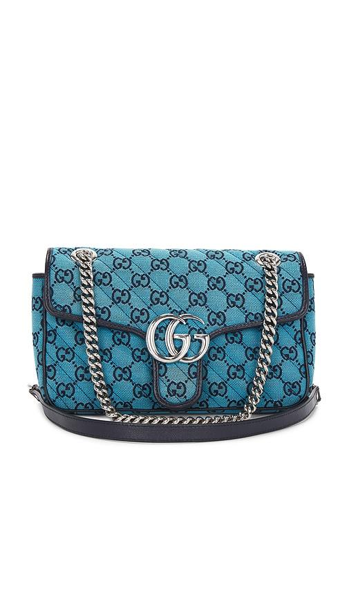 fwrd renew gucci gg marmont shoulder bag in blue.