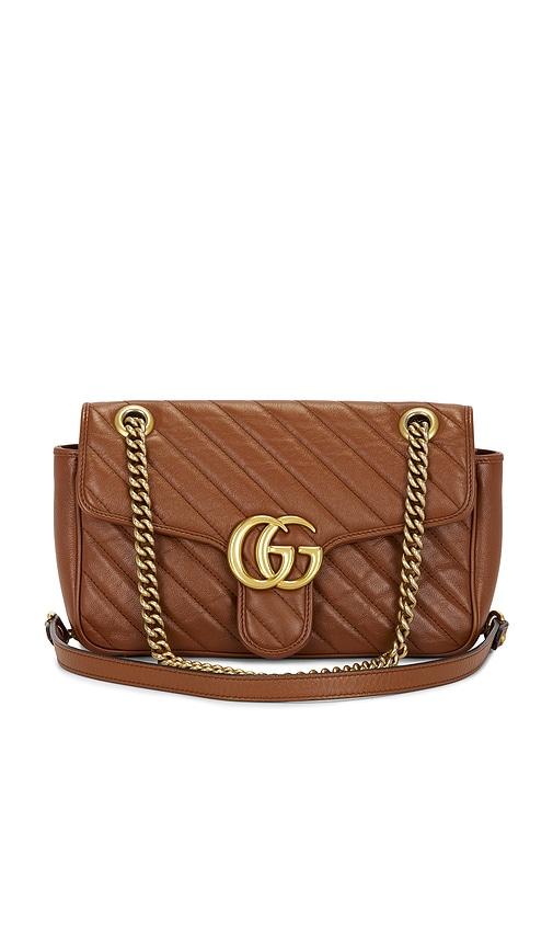 fwrd renew gucci gg marmont shoulder bag in brown.