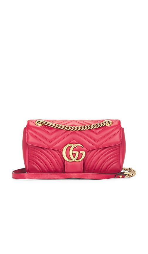 fwrd renew gucci gg marmont shoulder bag in red.