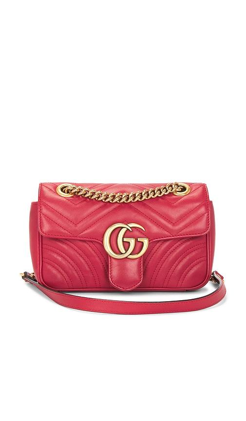 fwrd renew gucci gg marmont shoulder bag in red.