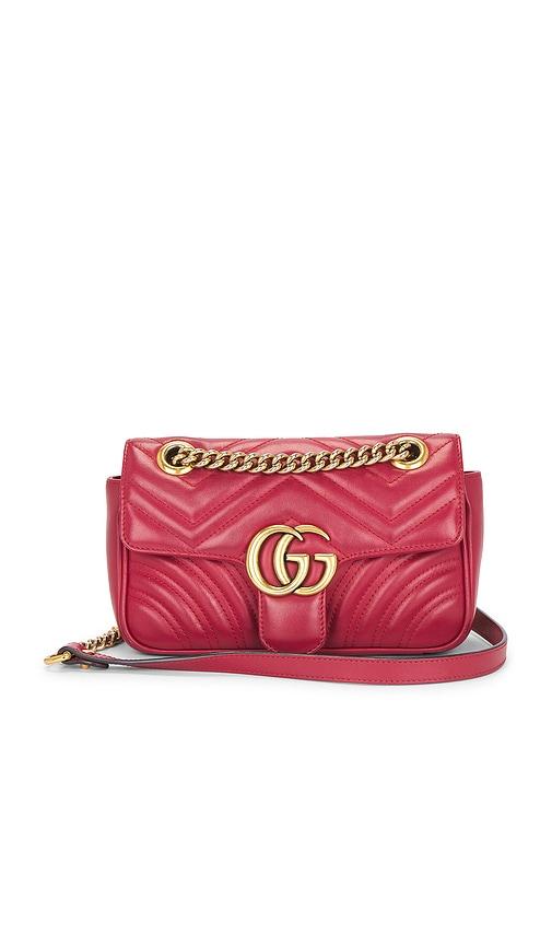 fwrd renew gucci gg marmont shoulder bag in red.