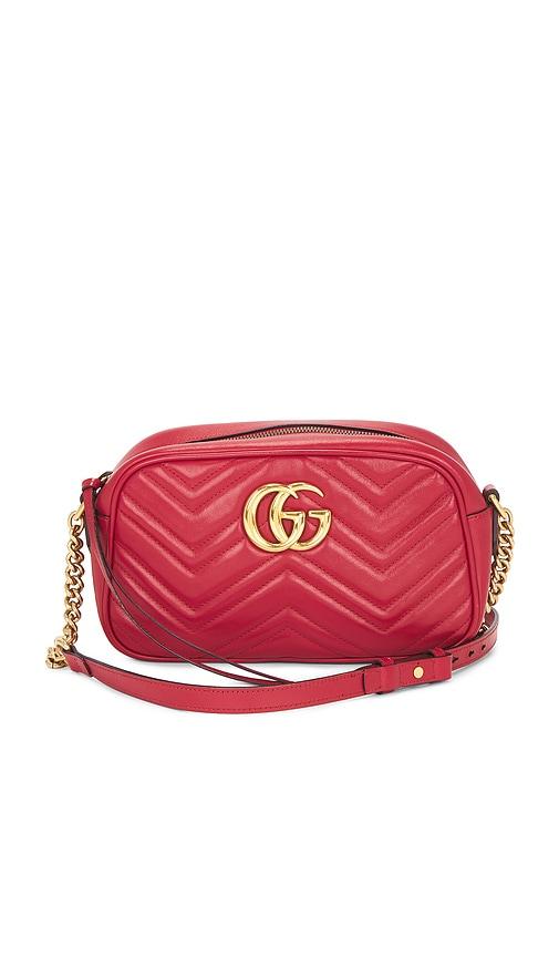 fwrd renew gucci gg marmont shoulder bag in red.