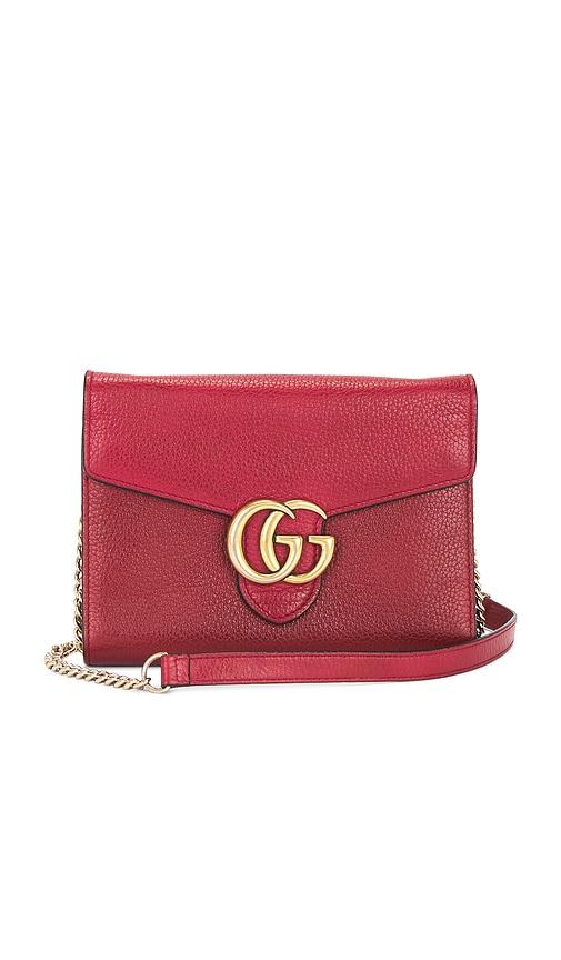 fwrd renew gucci gg marmont wallet on chain in red.