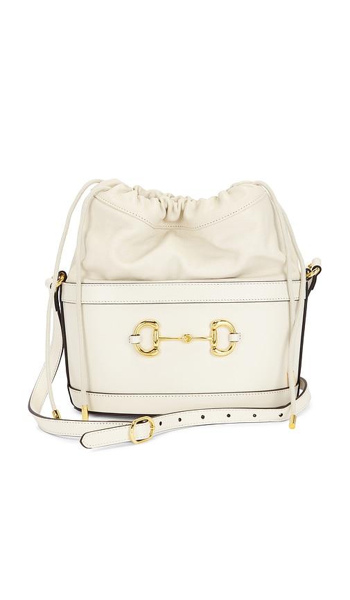 fwrd renew gucci horsebit 1955 bucket bag in ivory.
