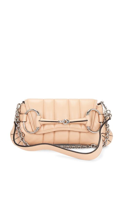 fwrd renew gucci horsebit clutch in beige.