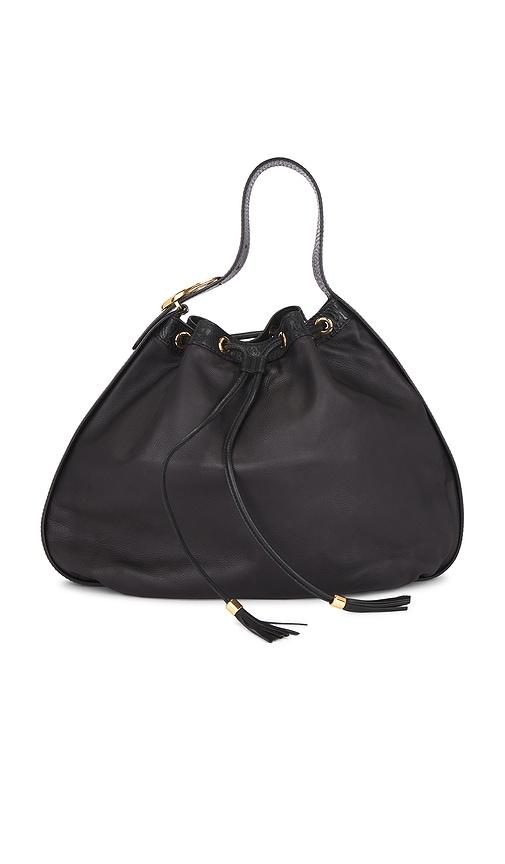 fwrd renew gucci interlocking icon drawstring hobo bag in black.