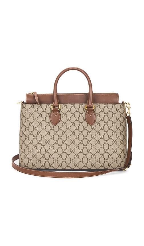 fwrd renew gucci linea a tote bag in beige.