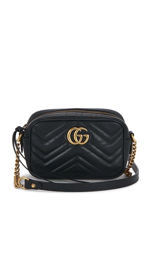 fwrd renew gucci mini gg marmont shoulder bag in black.