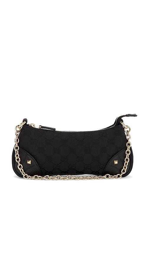 fwrd renew gucci nailhead pochette shoulder bag in black.