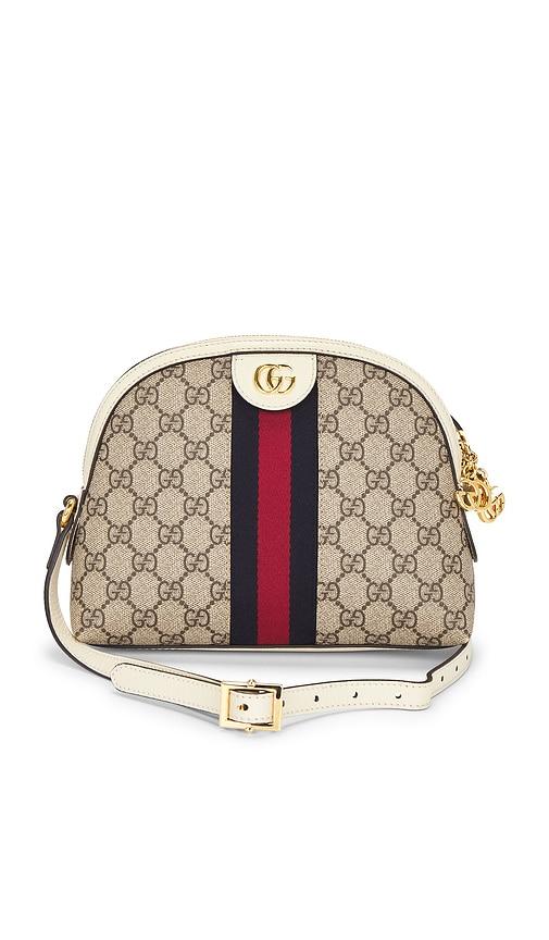 fwrd renew gucci ophidia shoulder bag in beige.