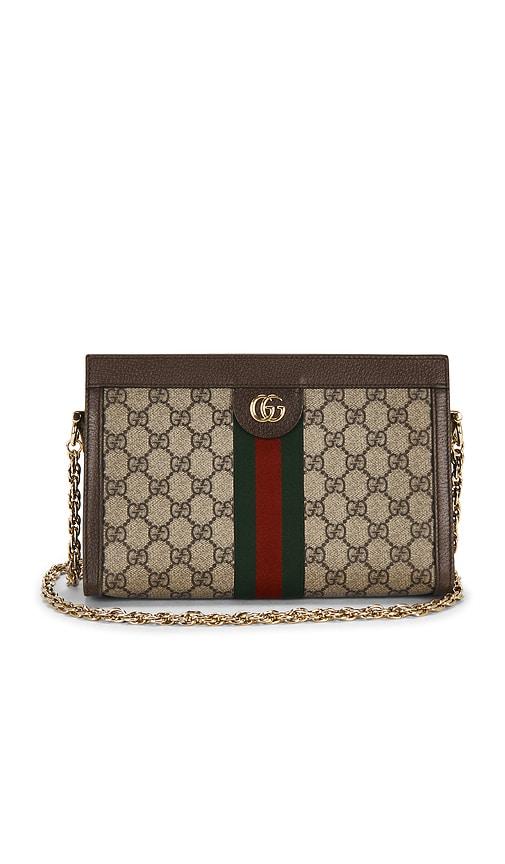 fwrd renew gucci ophidia shoulder bag in brown.