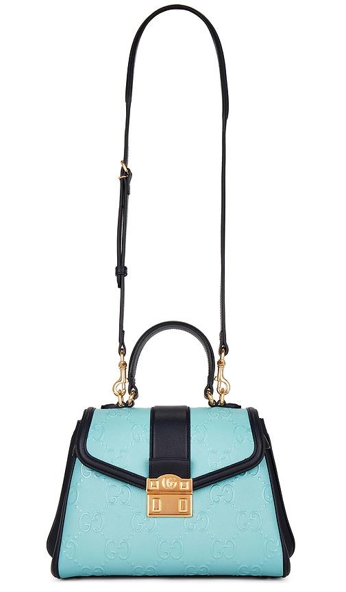fwrd renew gucci padlock handbag in teal.