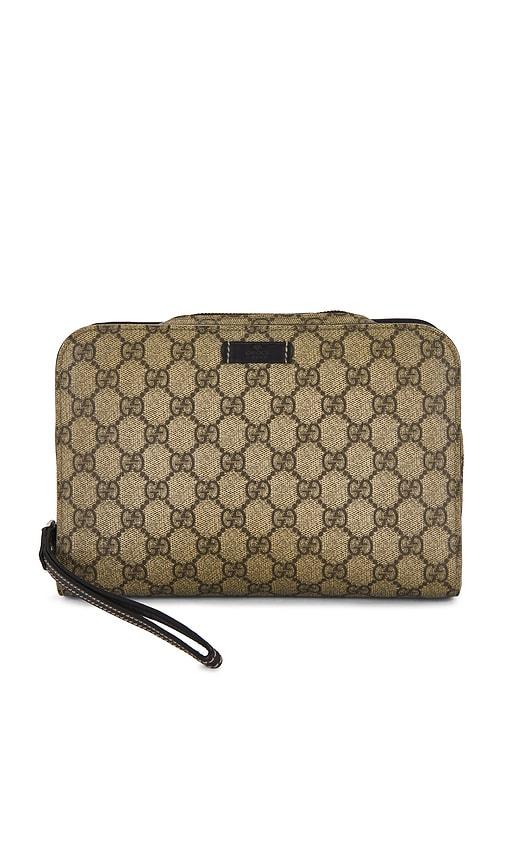 fwrd renew gucci portfolio pouch in beige.