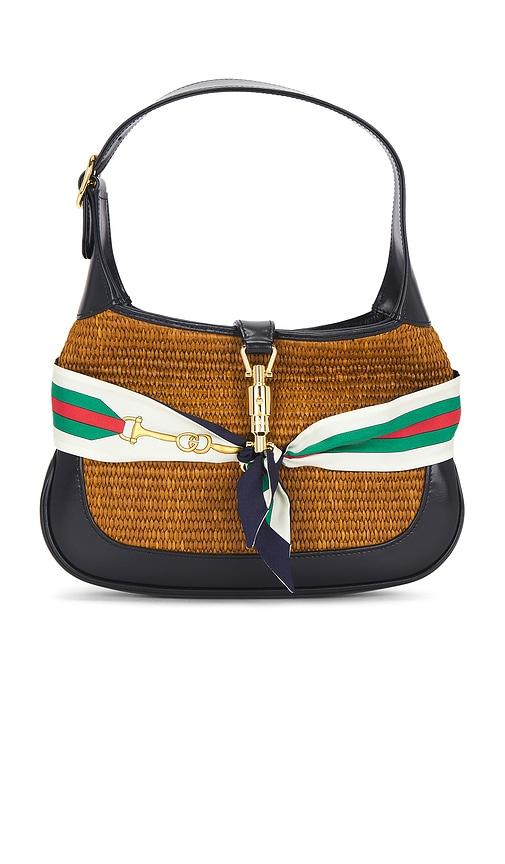 fwrd renew gucci raffia jackie 1961 hobo bag in brown.