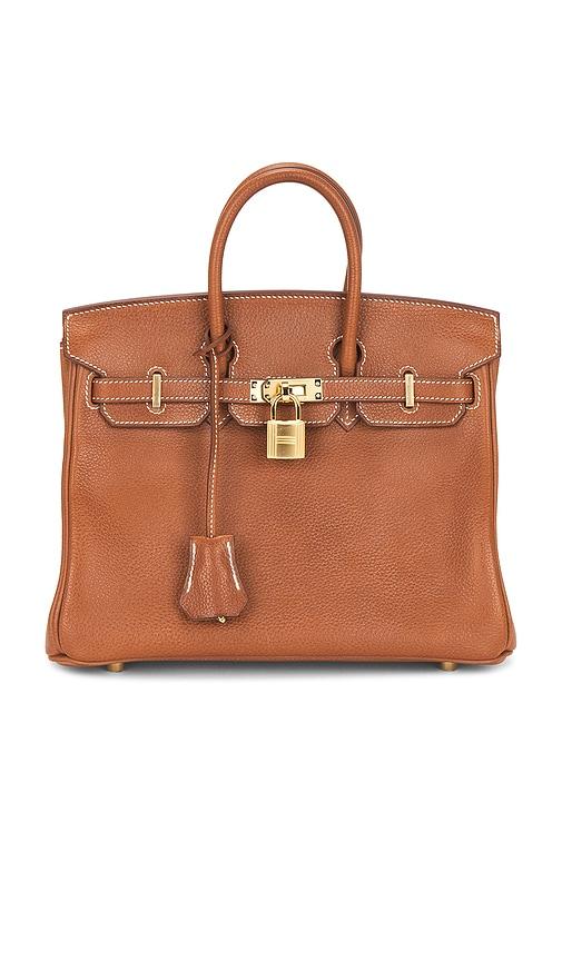 fwrd renew hermes barenia faubourg birkin 25 handbag in brown.