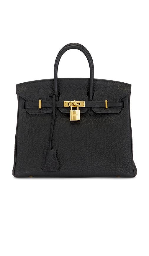 fwrd renew hermes clemence birkin 25 handbag in black.