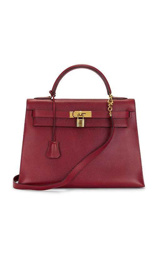 fwrd renew hermes courchevel kelly 28 handbag in burgundy.